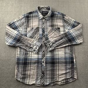 Fox Racing Shirt Adult Size Extra Large Plaid Button Up Long Sleeve Flannel Mens